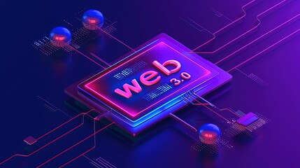 Wall Mural - an image of the web 3.0 technology and concept. blockchain, meta, big data, cloud and server service