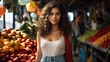 © ORG - woman on the fruit market shopping for the fresh seasonal fruit and vegetables.