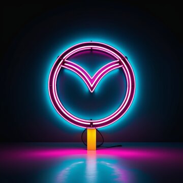 3d render of neon symbol of the v - shaped sign on a black background. 3d render of neon symbol of the v - shaped sign on a black background. 3d illustration of abstract neon lights