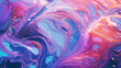 Holograficzna tapeta opalowa - technika i sztuka. Niebieskie, różowe i fioletowe odcienie tła cieczy o nieregularnych kształtach.