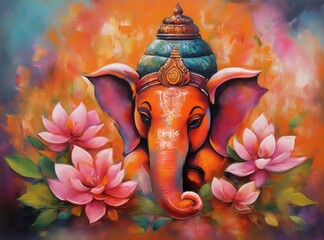 Illustration of Lord Ganesha, the son of God Shiva and Goddess Parvati. The Hindu God Ganesha is the remover of obstacles .He is the first God to be worshipped in all Hindu rites and rituals.