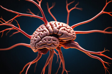 Aufkleber - Close up of human brain showing neurons firing and neural extensions - Concept for idea and brainstorming