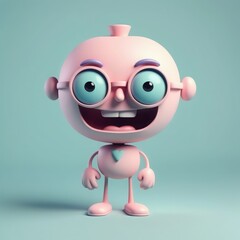 cute cartoon 3d illustration of pink baby character. cute cartoon 3d illustration of pink baby character. cute cartoon pink baby with glasses. 3d render illustration.