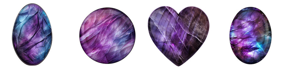 Wall Mural - Purple Labradorite Gemstone clipart collection, vector, icons isolated on transparent background