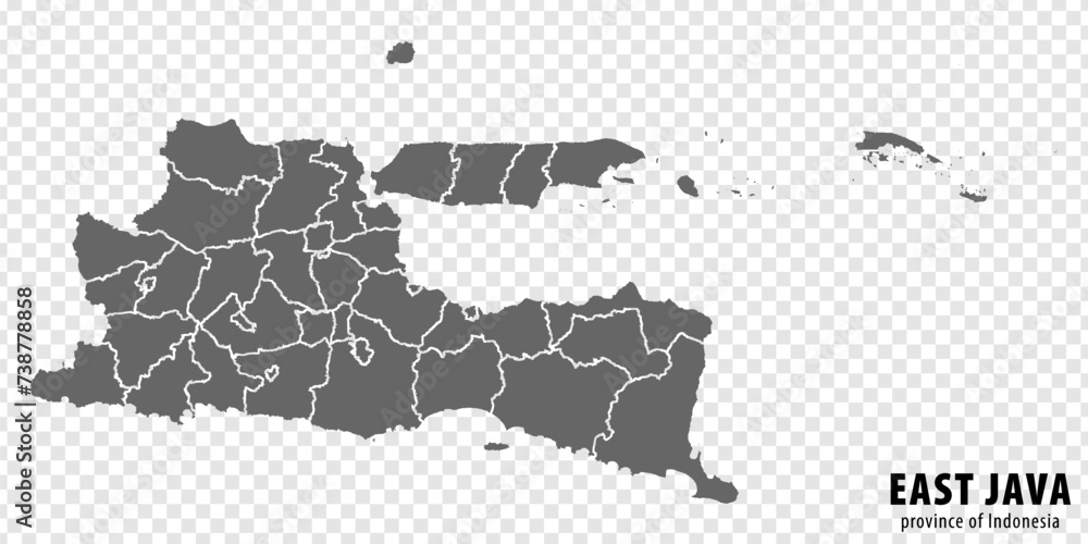 Blank map East Java province of Indonesia. High quality map East Java ...