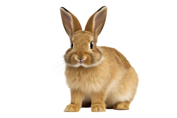 Wall Mural - Studio portrait of cute rabbit isolated on transparent png background, happy bunny running on floor, adorable fluffy rabbit that sniffing.