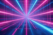 © Kitta - a blue and pink futuristic background, in the style of neon grids, cosmic landscape