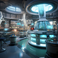 Wall Mural - Sci-fi laboratory with futuristic equipment.