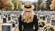 Trauernde Frau auf dem Friedhof