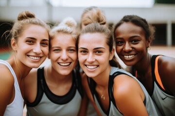 Wall Mural - Group portrait of a female basketball team