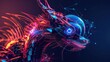 Join the futuristic blend of trendy neon geometry and robotics featuring dragons and Siamese fighting fish in a dynamic VR fitness flyer