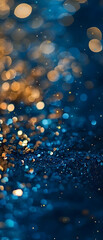 Wall Mural - Blue and Gold Abstract Background and Bokeh on New Year's Eve