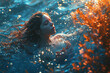 Graceful mermaid swimming