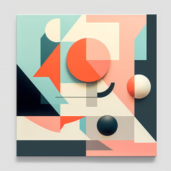 Sticker - Abstract geometric shapes in pastel colors.