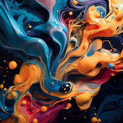 Canvas Print - Abstract swirls of paint in bold colors.