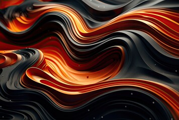 Wall Mural - Dark orange and light gold. 3d abstract water, fire and waves background designs