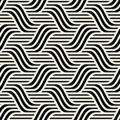 Wall Mural - vector seamless pattern with geometric waves. endless stylish texture. ripple monochrome background.