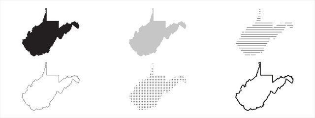 Wall Mural - west virginia state map black. west virginia map silhouette isolated on transparent background. vect