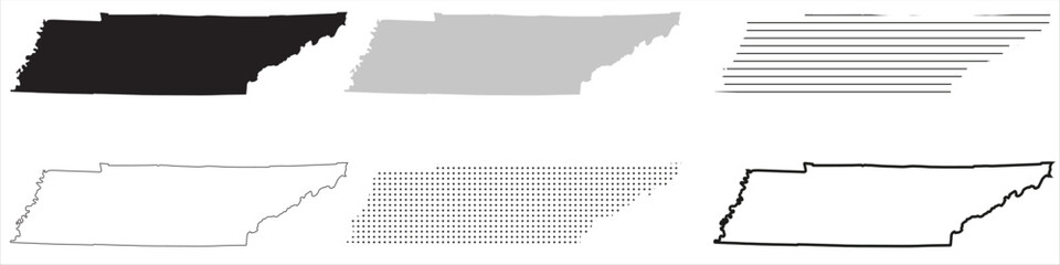 Wall Mural - tennessee state map black. tennessee map silhouette isolated on transparent background. vector illus