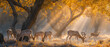 Spotted Deer in Misty Golden Forest Light
