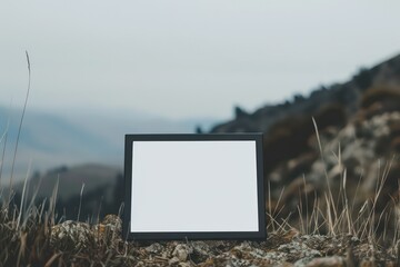 electronic screen white frame icon with black frame and blank white screen