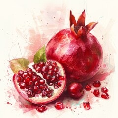 Wall Mural - Illustrate the delicate beauty of a pomegranate bursting with juicy seeds