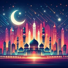 3d painting of Islamic lantern Eid lamps with the word Ramadan wallpaper