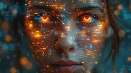 Aufkleber - An AI (Artificial Intelligence) concept. A deep learning algorithm. A GUI (Graphical User Interface).