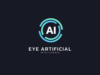 Wall Mural - artificial intelligence abstract circle technology analysis logo vector design concept. ai technolog