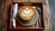 Coffee with heart shape latte art.