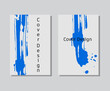 Blue ink brush stroke on white background. Japanese style. Vector illustration of grunge wave stains. Vector brushes.