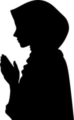 Silhouette woman praying , woman with hijab silhouette