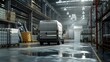 © Irina Ukrainets - Modern logistics warehouse interior with delivery van. commercial transport and storage space. industrial facility and distribution center scene. AI
