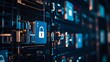 © Shivamrajput46  - digital lock symbol, Locked Data Files, screen displaying a series of file icons lock symbol. Digital interface, secure and encrypted data, ethical responsibility of safeguarding personal information.