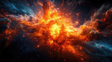 Wall Mural - big cosmic explosion, big bang concept, science fiction cosmic wallpaper illustration.