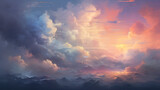 Fototapeta Most - Illustration of beautiful soft colored clouds like in heaven generative ai