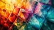 Vivid abstract background featuring a kaleidoscope of geometric shapes in a colorful gradient spectrum.