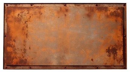 Wall Mural - Old blank rusty metal sign isolated on transparent or white background