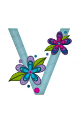 Wall Mural - Alphabet Teal Petals V