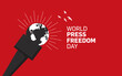 © DOERS - World press freedom day concept vector illustration. World Press Freedom Day or World Press Day to raise awareness of the importance of freedom of the press. End Impunity for Crimes against Journalism