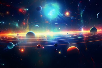 Wall Mural - abstract spacethemed background with stars planets and futuristic elements perfect for cosmic design
