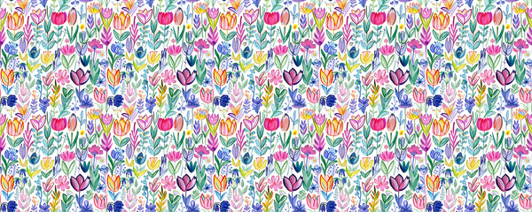 beautiful spring flower drawing pattern