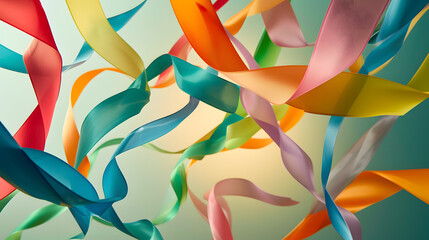 colorful ribbons are fluttering in the wind.