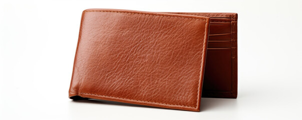 Leather wallet or purse on white background.