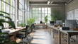 © Muhammad - Isolated creative office area with windows, without people, back button focus,Business office without people