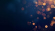 
Abstract blur bokeh banner background. Gold, yellow, pink bokeh on defocused navy blue background