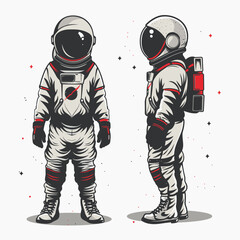 Wall Mural - Astronaut profile two side view, vector astronaut isolated background