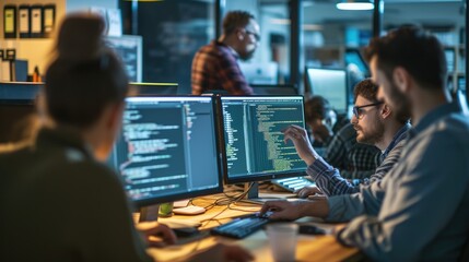 Programmer working with software development and data coding in office AIG41