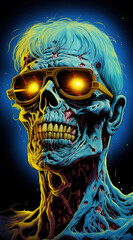 Wall Mural - psychedelic zombie character, psychedelic illustration 