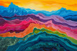 Abstract topography landscape in vibrant colored layers
